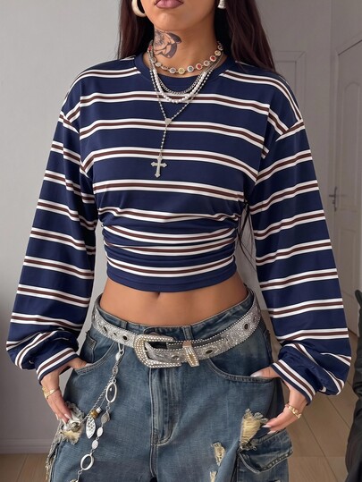 Coolane Women's Striped Colorblock Casual Everyday Long Sleeve Sweatshirt