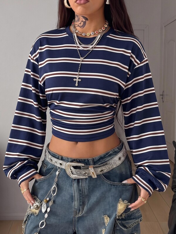 Coolane Women's Striped Colorblock Casual Everyday Long Sleeve Sweatshirt