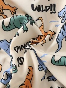 SHEIN 男嬰卡通恐龍圖案拼色連帽長袖外套與鬆緊腰長褲2件套，百搭舒適 - 彩色 - 查看 9