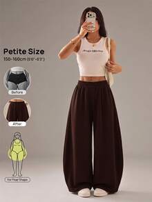 Vivamere Women's Solid Color Casual Versatile Daily Sweatpants - Coffee Brown - View 6