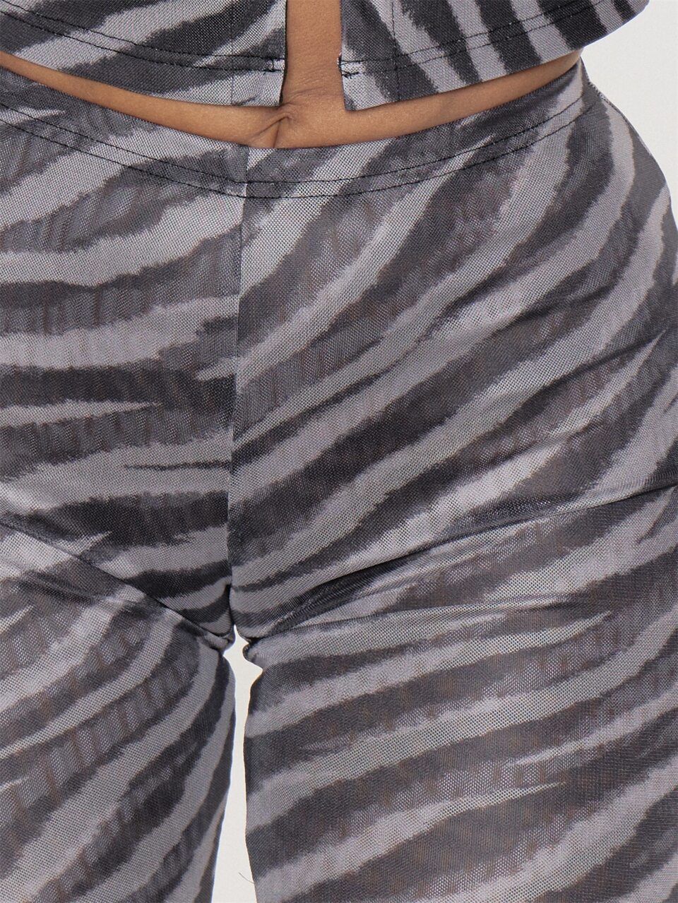 Grey Zerba Print Low Waist Capri Trouser Winter Fall Womens Capri Going Out Outfit Party
