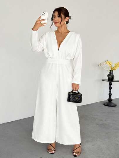 Firerie Plus Size Fashion Commuter Solid Color Jumpsuit Fall