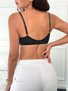 Moonlight&Mama 1pc Lace Patchwork Wire-Free Comfortable Detachable Nursing Bra - Black - View 2