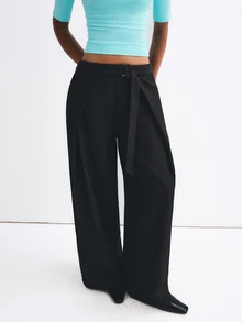 ATUI Studio Women's Casual Pleated Pocket Long Pants For Business Office - Black - View 5