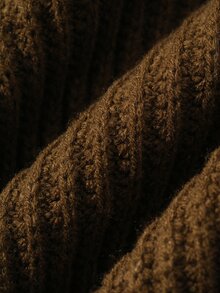 DAZY Men's Embroidered Street Vintage Zip Half-Placket Sweater - Brown - View 8