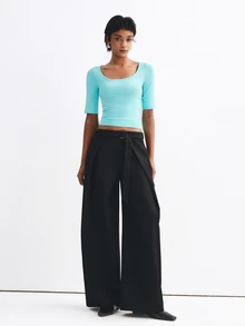 ATUI Studio Women's Casual Pleated Pocket Long Pants For Business Office - Black - View 2