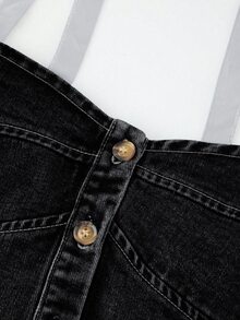 GlowEve Women's Front Button Camisole Denim Top - Black - View 7