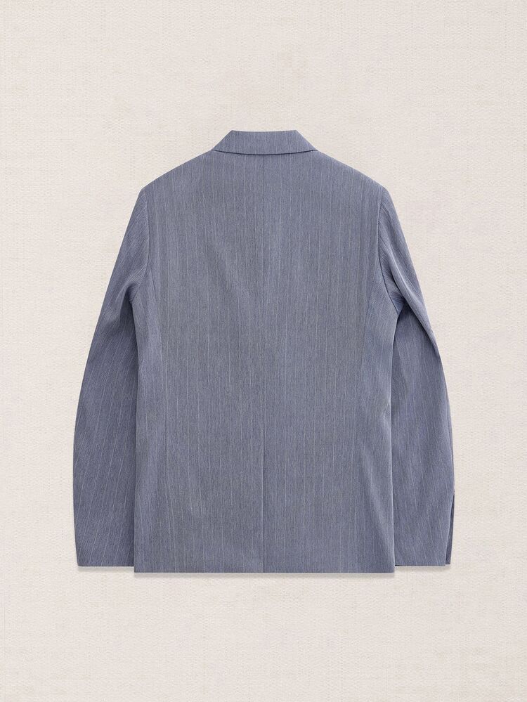 Suiteron Men's Striped Peak Lapel Long Sleeve Double-Breasted Casual Blazer,Men's Italian-Style Casual Blazer – Versatile For Work, Travel & Resort Wear - Dusty Blue - View 9