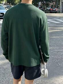 Resyla Men 男士休閒百搭長袖T恤，適合日常穿著 - 白色 - 查看 2