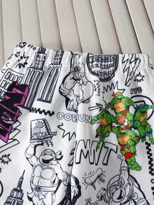TEENAGE MUTANT NINJA TURTLES | SHEIN 1套 小男孩主題圓領抓絨運動衫與長褲，秋冬室內/戶外穿搭 - 彩色 - 查看 7