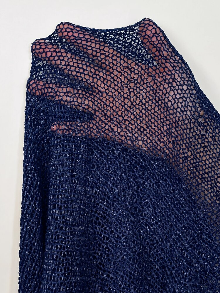 Firerie Plus Size Fashion Elegant Women's Beaded Hollow Asymmetric Shawl Cover-Up, Spring/Summer Beach Vacation Style, Minimalist Casual Versatile Hollow Top - Blue - View 8