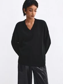 ATUI Studio Women's Solid Color Casual Versatile Daily Long Sleeve Sweater - Black - View 5