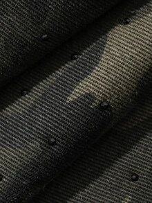 DAZY Celana Jeans Wanita Hitam Motif Kamuflase dengan Potongan Lurus Longgar, Model Street Casual, Musim Gugur - Hijau Tentara - View 9