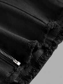 SHEIN MOD 女款不對稱下擺牛仔抹胸黑色鈕扣裝飾上衣 外出上衣 夜店之夜 夏季性感 - 黑色 - 查看 3