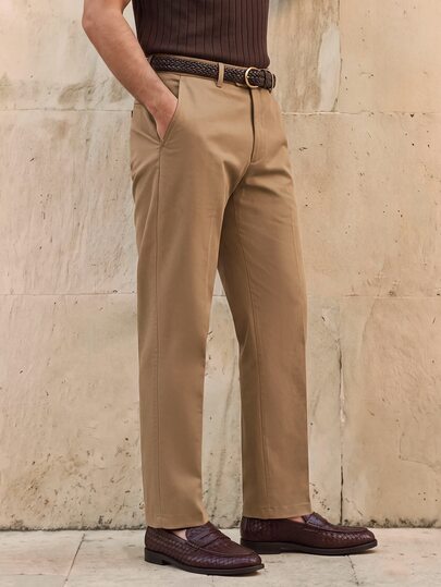 Manfinity Mode Men's Solid Color Casual Versatile Commute Travel Suit Pants With Pockets