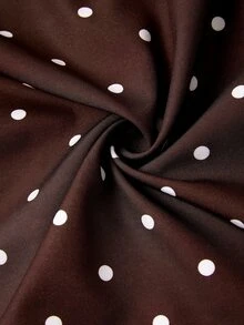 SHEIN Clasi Women's Polka Dot Bell Sleeve Top And Skirt Fashion Set - Mocha Brown - View 3