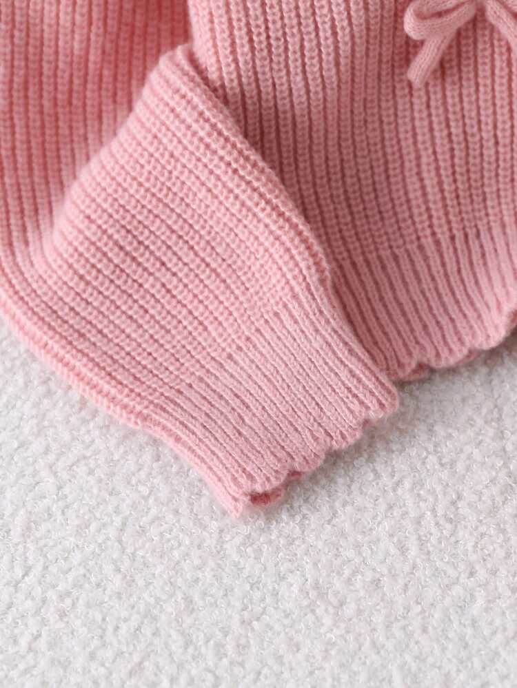SHEIN Cardigan (Gadis Remaja) Musim Gugur/Dingin Baru Warna Pink Tebal Rajutan Tangan dengan Pita, Leher Bulat, Kancing Depan, Bahu Normal, Lengan Panjang, Cocok Dipadukan Dengan Gaun/Atasan Bertali Tipis, Cardigan Rajut, Pakaian Luar, Dapat Dipakai Sendirian, Kain Lembut dan Nyaman, Cocok Untuk Acara Santai, Jalan-jalan, dan Berbagai Kesempatan - Berwarna merah muda - View 6