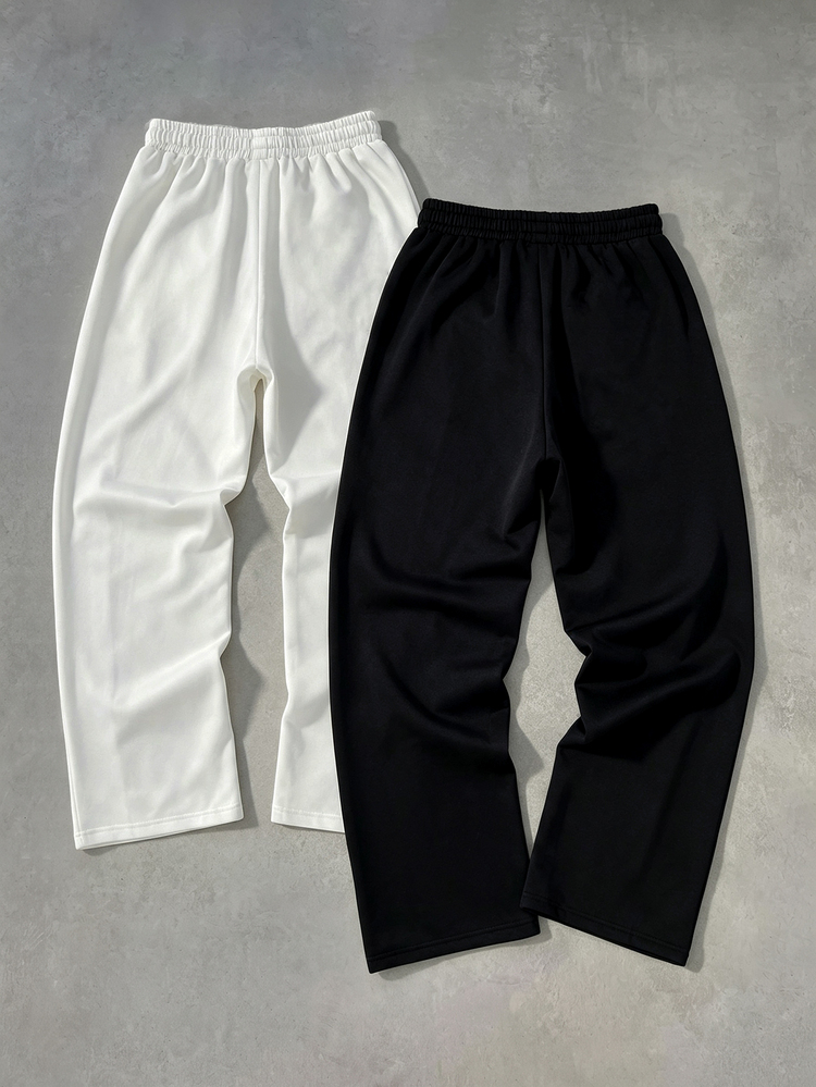 2PCS Teen Boys Sweatpants - Black and White - View 2