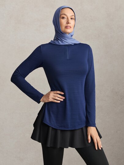 Activina Solid Color Slim Fit Long Sleeve Side Slit Sports T-Shirt