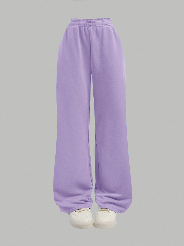 Girlism Tween Girl Casual Daily Solid Blue & White Colorblock Cropped Sweatshirt, Camisole Tank Top, Cargo Long Pants, Casual Long Sleeve 3-Piece Set - Purple - View 6