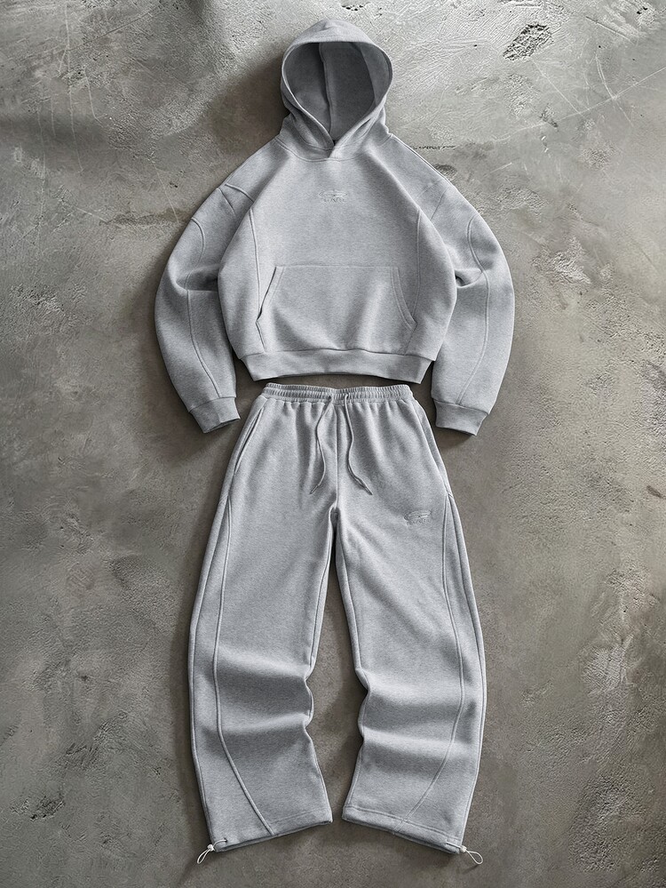 PAVTROS Men's Long Sleeve Pocket Casual Hoodie And Sweatpants Set - Grey - View 1