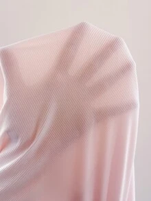 Snug Reverie Women's Light Pink V-Neck Large Bow Lace Trim Soft Comfortable Ribbed Knit Fabric Sweet Fresh Long Sleeve Pants Set - Baby Pink - View 7