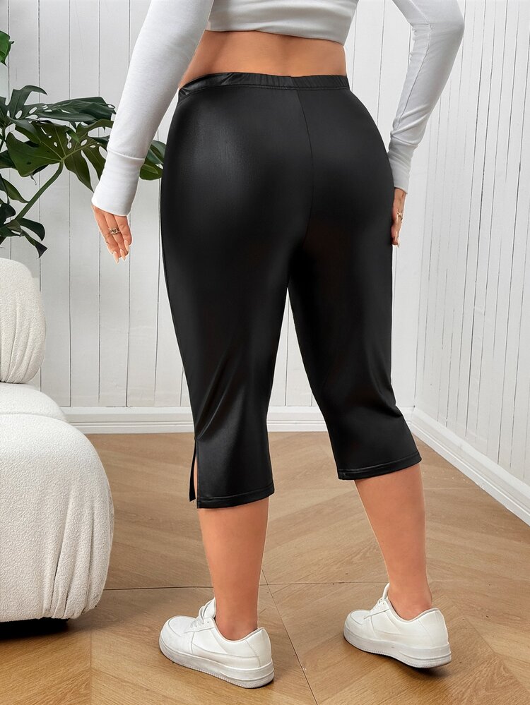 SHEIN EZwear Plus Size Fashion Versatile Commute Leggings - Black - View 2