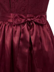Fairmaia German Traditional Plus Size Women's Lace Patchwork Dress - Burgundy - View 6