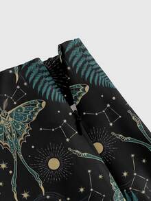 ROMWE Fairycore Dark Mysterious Hippie Floral Plant Black High Slit Women's Skirt - Black - View 3