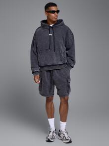 Musero Sport Over The Head Snow Washed Hoode Metalic Embroidered Logo Spring Summer Sports Activewear - Black - View 2
