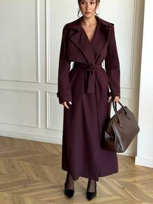 Aloruh Women's Fashion Commuter Belted Trench Coat Jacket,New Fall Styles - Purple - View 1