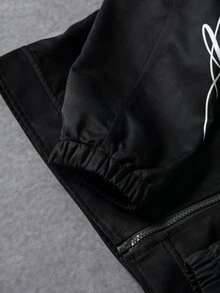 Manfinity CasualCool 男士字母圖案休閒日常長袖夾克 - 黑色 - 查看 6