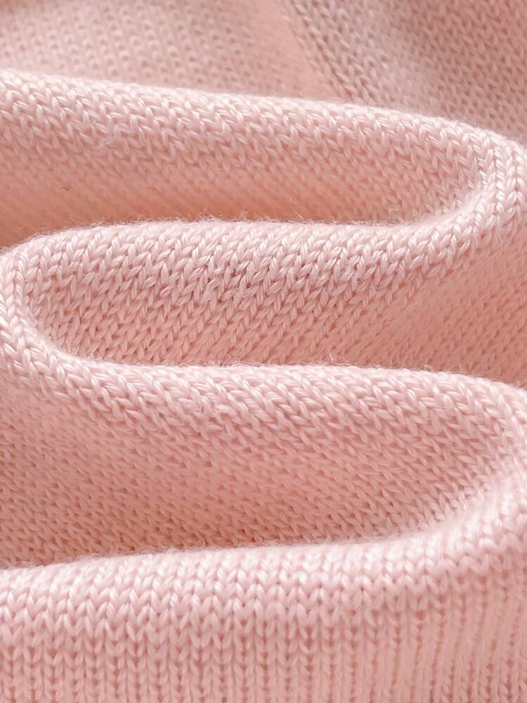 SHEIN Baby Girl Embroidered Cute Sweater Romper Crawl Suit - Pink - View 5