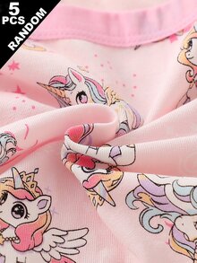 SHEIN (5 Random) Girls' Simple Fashion All-Over Print Cartoon Heart Rabbit Pattern Triangle Panties, Young Girl' Underwear - Multicolor - View 4