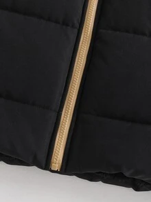 秋冬新款男童極簡厚款連帽夾克，帥氣休閒寬鬆拉鍊外套 - 卡其色 - 查看 7