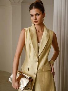 ZEYLAH SINGLE-BREASTED LONG TRENCH COAT WITH LAPEL COLLAR - Champagne - View 7