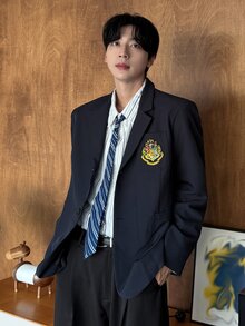 DAZY 男士缺口領休閒百搭通勤旅行西裝外套 - 藏蓝色 - 查看 7