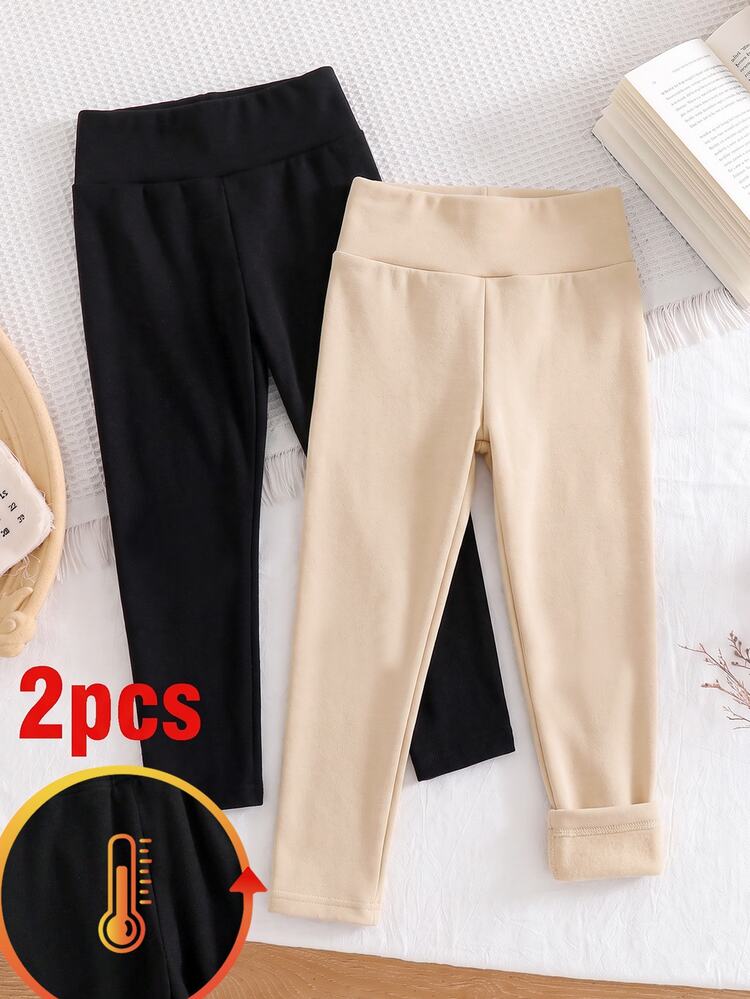Tween Girl Winter Comfortable Soft Warm Thermal Lined Leggings Autumn/Winter - Multicolor - View 2