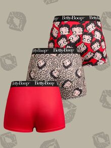 Betty Boop x SHEIN Women's Letter Print Casual Everyday Hipster Panties - Red - View 2