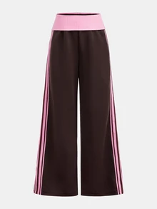 SHEIN Tween女孩冬季街頭風休閒返校穿搭 Y2K 復古日常款 羅紋針織白色收口褲 法式灰色喇叭褲 - 咖啡棕 - 查看 5