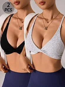 Velisys Velisys Women's Seamless Sports 2-Piece Yoga Double Layer Bra Set/Front Twist Design/Fashionable & Sexy - Multicolor - View 1