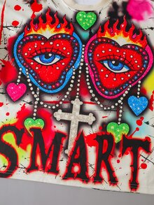 ROMWE MEN Men's Heart Eyes Letter Print T-Shirt - Multicolor - View 4