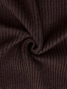 Comfylo Plus Size Women's Knit Dress, Autumn/Winter, Round Neck, Long Sleeve, Mid-Length, Soft And Comfortable - Coffee Brown - View 7