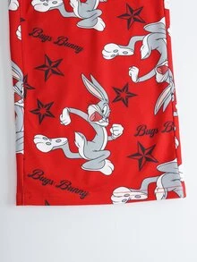 LOONEY TUNES X SHEIN 青少年男孩卡通印花居家服套裝 - 紅色 - 查看 6
