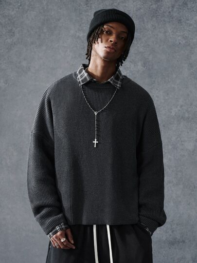 PAVTROS Suéter casual versátil de unicolor para hombre, otoño/invierno