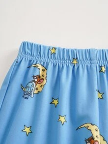 TOM & JERRY X SHEIN Young Boy Cartoon Print Short Sleeve T-Shirt And Shorts Loungewear Set - White - View 6