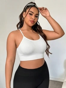 SHEIN Sports Plus Size Seamless High Elasticity Sports Yoga Bra - White - View 1