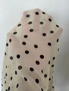 Pariaura Random Polka Dot Print Chiffon Fabric, Layered Ruffle Pleated Design Elegant Women's Long Sleeve Blouse - Apricot - View 5
