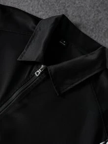 Manfinity CasualCool 男士字母圖案休閒日常長袖夾克 - 黑色 - 查看 5