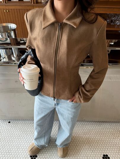 Siren Gaze Women's Solid Color Zipper Casual Versatile Daily Travel Long Sleeve Jacket